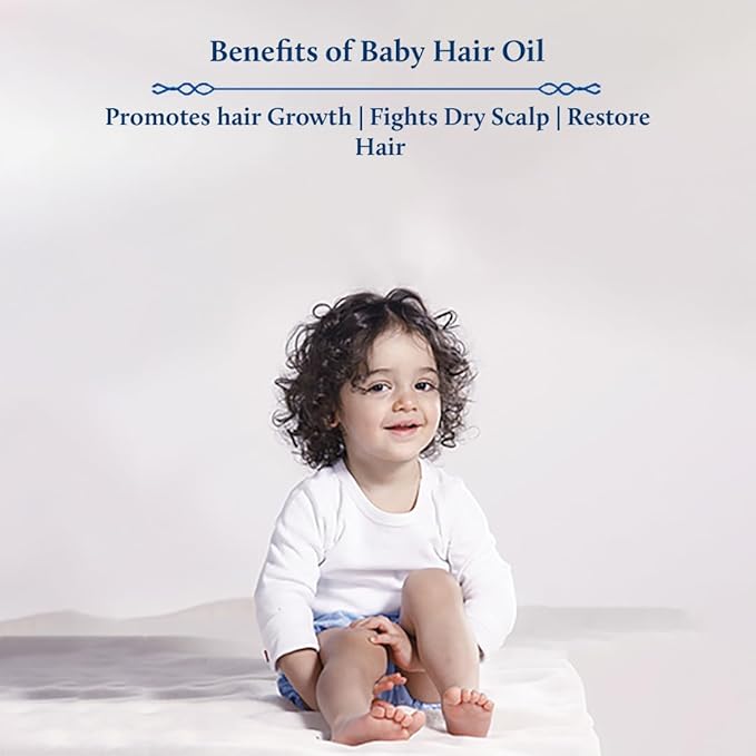 Blue Nectar Ayurveda Gentle Baby Oil for Newborn Skin Care -Moisturizing Baby Massage Oil(3.38 Fl Oz) Along with Baby Hair Oil with Organic Ghee, Almond Oil, Coconut Oil (3.38 Fl Oz)