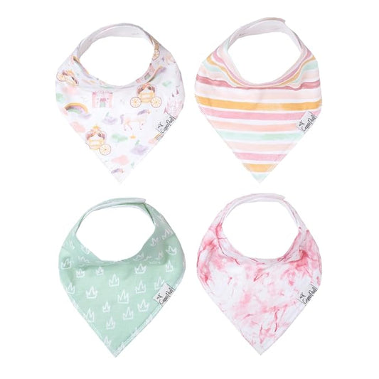 Copper Pearl 4 Pack Soft Cotton Baby Bibs for Drooling and Teething, Absorbent Drool Bibs for Baby Girl and Boy, Adjustable to Fit Newborns to Toddlers, Tons of Styles (Enchanted)
