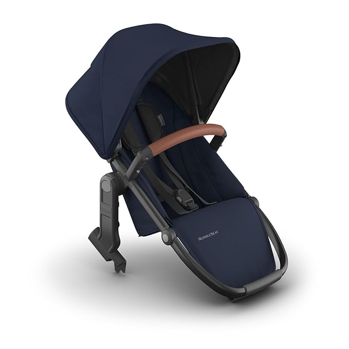 UPPAbaby RumbleSeat V3 Second Lower Seat - Compatible with Vista V2 and Vista V3 - All-Weather Seat + Magnetic Buckle – Adapters Included - Noa (Navy/Carbon Frame/Saddle Leather)
