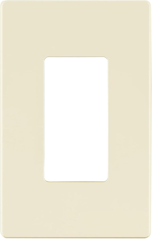 LIDER Matte Finish Decorator Switch Cover, Screwless Wall Plate, Mid-Size 1-Gang 4.88" x 3.11", Unbreakable Polycarbonate Thermoplastic, UL Listed, LSWP-31M-LA, Light Almond