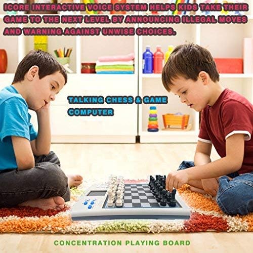 iCore Electronic Chess Set, Talking Chess Master Pro, 30 Skill Levels and 14 Brain Games, 1 or 2-Player Modes for All Ages