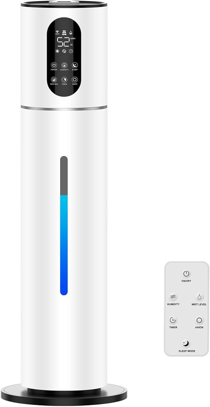 8L Smart Humidifier Large Room,2.1Gal humidifier for bedroom with Timer, 360°Nozzle, Top Fill Whole House Cool Mist Quiet Humidifiers for Plants Baby Kids Adults Office (White)