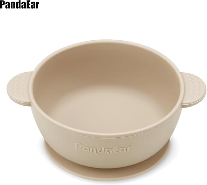 PandaEar 3 Pack Baby Bowls with Suction| Stay Put Silicone Food Bowl for Babies Kids Toddlers Infants| Food Grade Soft Safe BPA-Free Silicone (Brown Grey Tan)