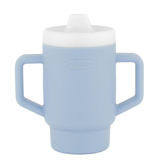 Infantino My 1st Tiny Tumbler, Silicone Sippy Cup with Straw & Handle, Spill-Resistant Baby Cup for On-the-Go, BPA-Free Transition Cup, 4.7oz, Clarity