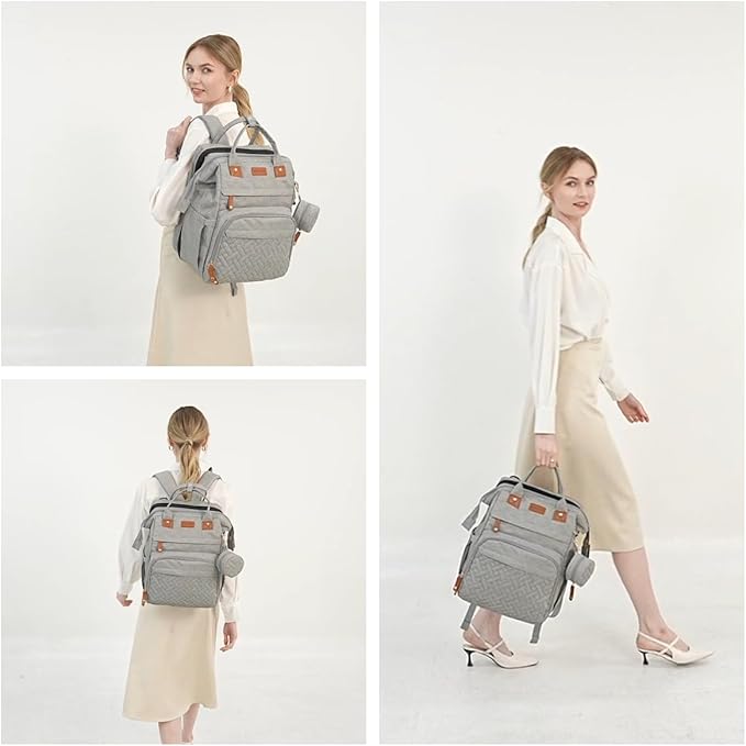 Diaper Bag Backpack with Changing Station, Multifunction Travel Baby Bag, Waterproof Baby Tote, Large Capacity Mommy Bag, Newborn Essentials Backpack Bag, Unisex, Gray