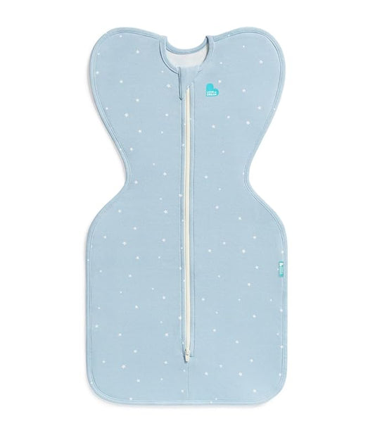 Love to Dream Swaddle Up Original, Arms Up Position, Light and Ultra Breathable Cotton - Wearable Blanket - 1.0 TOG - (20-24°C) Ideal for Moderate Temps (Twinkle Powder Blue, Small, 3.5–6kg)