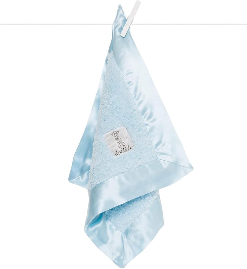 Little Giraffe Baby Blanket - Blanky - Soft Blanket with Satin Trim - Baby Stroller Blanket - Newborn Baby Essentials & Baby Gifts - 17 x 17 - Blue