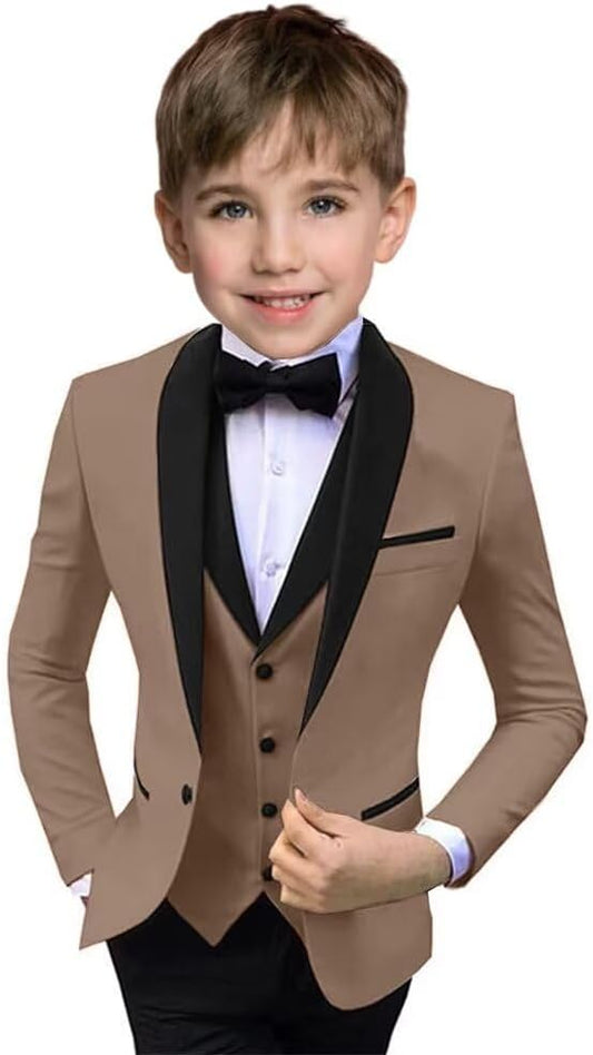 Boys Suit 3 Piece Ring Bearer Suit Kids Formal Jacket Vest Pants Suits Wedding Outfit for Party Prom Tuxedo