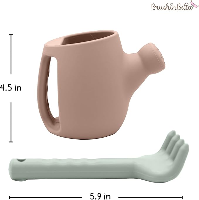 Silicone Beach Toys - Beach Bucket Set with Shovel, 4 Sand Molds - Travel-Friendly Kids Sand Toys in Net Carrying Bag - Safe Baby Sand Toys - Dishwasher-Safe (Light Green)