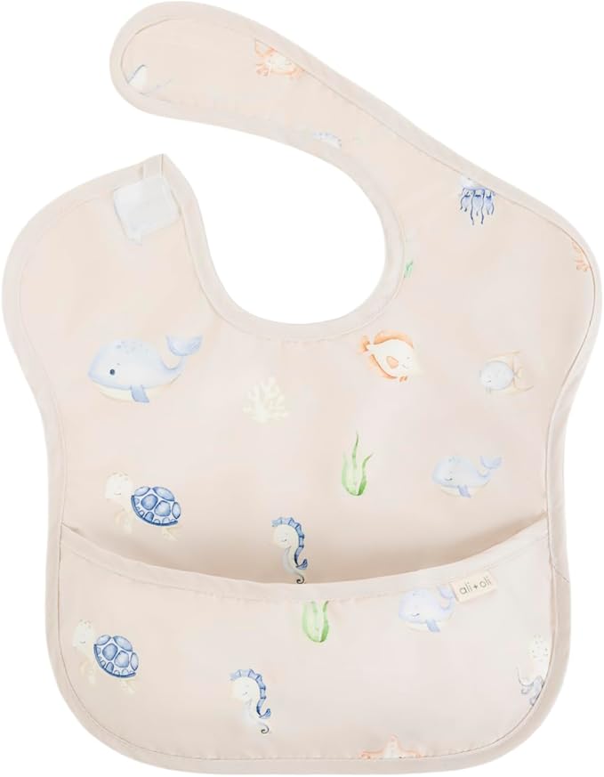 Ali+Oli Smock Bibs for Babies, BPA-Free Oeko-Tex Certified, Waterproof Baby Smock, Machine Washable, Toddlers Ages 6m+