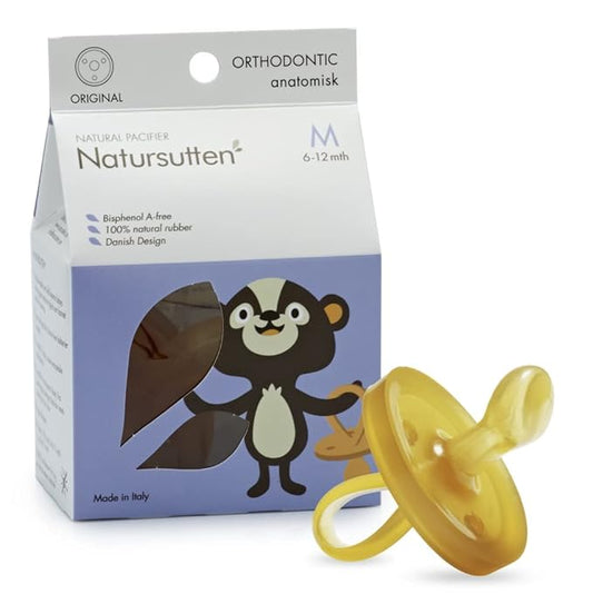 Natursutten Pacifiers 6-12 Months - 1-Pack Original Shield Orthodontic Nipple Natural Rubber Safe & Soft BPA-Free Pacifiers for Breastfeeding Babies - Newborn Pacifiers Made in Italy