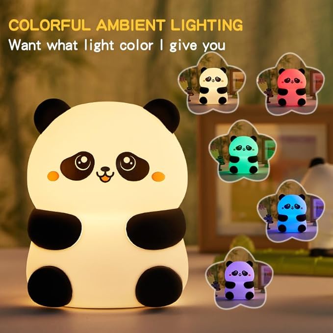 Cute Panda Night Light, with Two Actions: Sitting and Lying, Suitable for Desktop and Bedside Decoration, Rechargeable, dimmable, Touch Control, a Unique Gift for Family Members on Birthdays