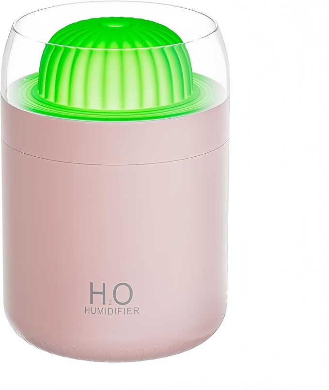 Small Humidifier for Plants, 500ml Cool Mist Desk Humidifier with Night Light, Ball Cactus Mini Humidifiers, Whisper-Quiet Operation, Two Spray Modes, Auto Shut-Off for Bedroom, Babies Room, Travel