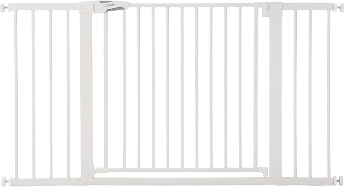 BABELIO 36-57" Extra Wide Baby/Dog Gate, Auto Close with Large Walk Thru Door,Safety for Pet, House, Stairs and Doorways, Pressure Mounted for Chlid, White