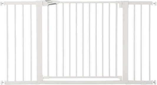 BABELIO 36-57" Extra Wide Baby/Dog Gate, Auto Close with Large Walk Thru Door,Safety for Pet, House, Stairs and Doorways, Pressure Mounted for Chlid, White