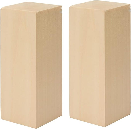 2 Pack Unfinished Basswood Carving Blocks Kit, 6 x 3 x 3 Inch Unfinished Bass Wood Whittling Soft Wooden Carving Block Set for Kids Adults Wood Carving Beginner