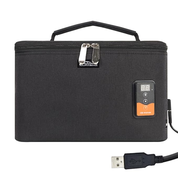 Portable USB Car Baby Bottle Warmer with Digital Display Screen,5V/20W Constant Temperature Milk Heater Bag,Heating Temperature Adjustable,Multi-Purpose Baby Bottle Warmer Bag