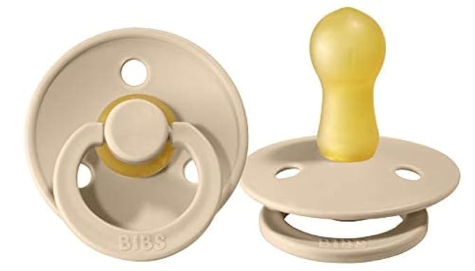 BIBS Pacifiers Colour Collection | Natural Rubber Baby Pacifier | Set of 2 BPA-Free Soothers | Made in Denmark | 18+ Months (Pack of 2) | Vanilla