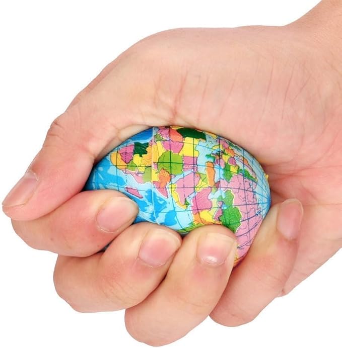 Blue Squishy Squeeze World Map Globe Palm Ball Slow Rising Stress Relief Ball for Birthday Xmas Gifts Xmas Stocking Fillers Party Bag Gifts, Squeeze Toys, Decorations (7.6CM)