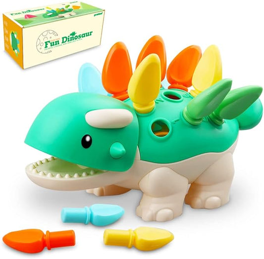 Baby Sensory Toys Toddler Montessori Learning Fine Motor Skills Toy for 6 9 12 18 Month One Year Old Boy Birthday Gift Kid Sorting Stacking Color Recognition Dinosaur Age 1 2 3 4 Educational Toys