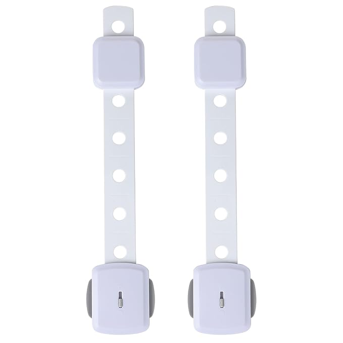 Fursafe&Q Cabinet Locks Baby Proofing, Baby Drawer Safety Locks -Adhesive Child Safety Lock Straps Adjustable Door Latch for Fridge Toilet Oven No Drill Furniture Kitchen Lock