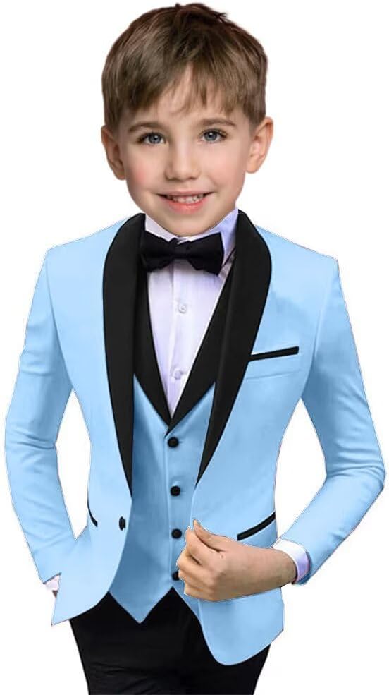 Boys Suit 3 Piece Ring Bearer Suit Kids Formal Jacket Vest Pants Suits Wedding Outfit for Party Prom Tuxedo