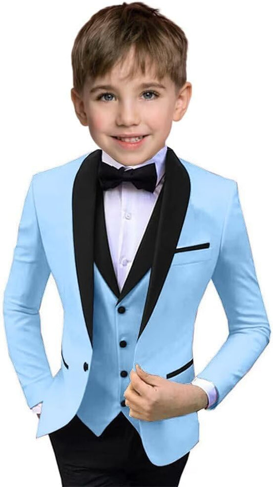 Boys Suit 3 Piece Ring Bearer Suit Kids Formal Jacket Vest Pants Suits Wedding Outfit for Party Prom Tuxedo