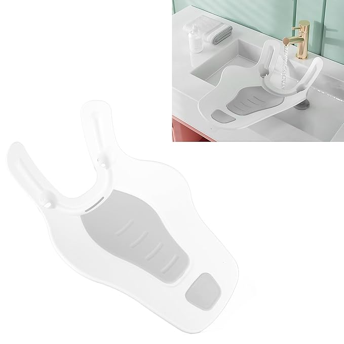 Clean Rinse Baby Bather, Folding Portable Washing Infant Lying Bather for Boy Girl, Multifunction Quick Dry Bath Support for Use on The Counter Sink Bathtub Summer (Grey)