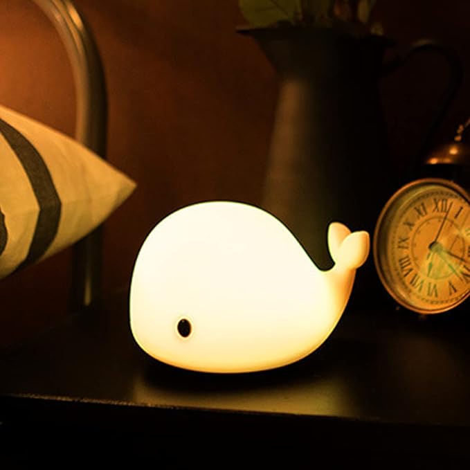 Night Light for Kids, Cute Silicone Nursery Dolphin Lamp for Baby and Toddler, Animal NightLight for Bedroom, Squishy Night Lamp for Kids Room (Dolphin)