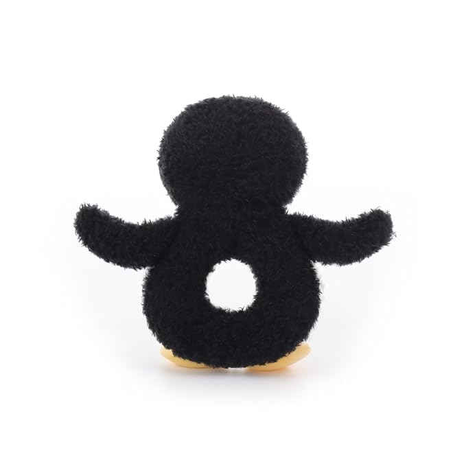 Apricot Lamb Baby Lovey Penguin Soft Rattle Toy, Plush Stuffed Animal for Newborn Soft Over 0 Months (Black Penguin, 6 Inches)