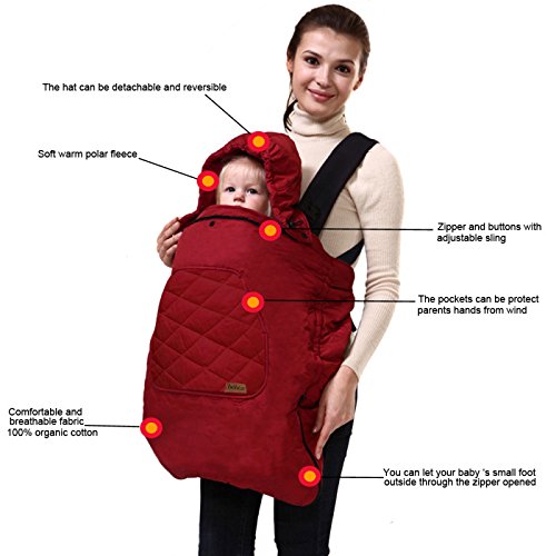 Bebamour Baby Carrier Winter Cover Universal Hoodie All Season Carrier Cover for Baby Carrier (Dark Grey)