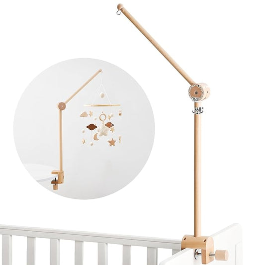 let's make Baby Crib Mobile Arm - Wooden Mobile Arm with Height Adjustable＆360° Rotatable Upgraded Arched Base Nursery Mobile Holder for Crib Mobile Hanger Baby Crib Attachment Nursery Decor