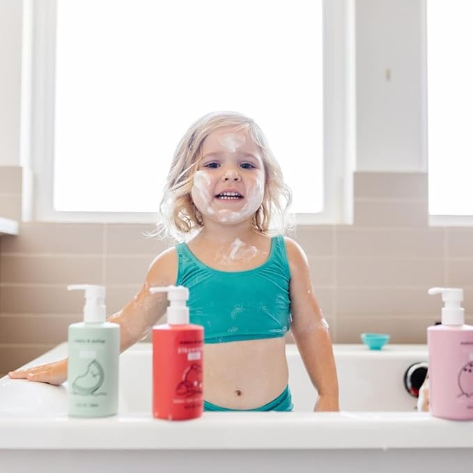 Dabble & Dollop Honeydew Melon + Vanilla Body Wash & Shampoo – 3-in-1 Natural Bubble Bath for Kids, No Parabens or Sulfates, Vegan, Gluten-Free, Tear-Free (2-Pack)