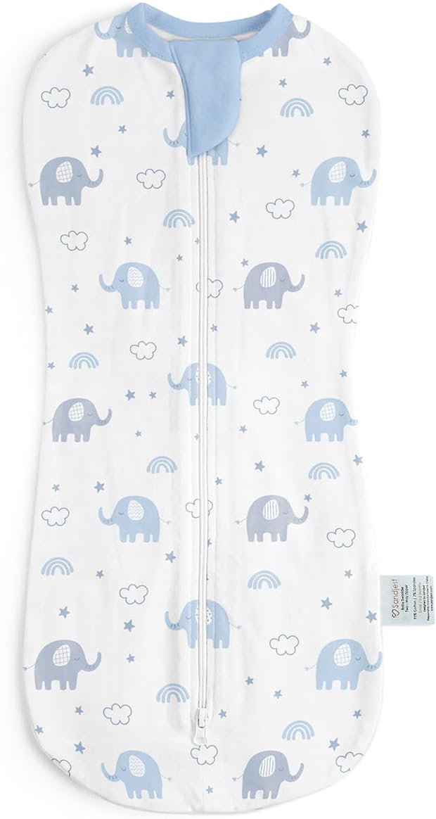 Baby Swaddle 0-2 Months, Cotton Arm-In Zipper Sleep Sack, Wearable Blankets Wrap for Newborn Infant Girls and Boys (Elephant, Pack of 1)