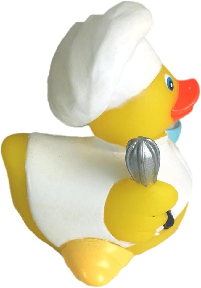 3" Chef Rubber Duck [Sealed Hole, Floats Upright] - Baby Safe Bathtub Bathing Toy