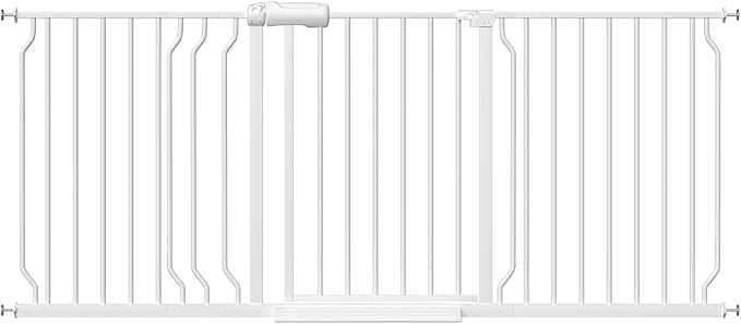 Extra Wide Baby Gates for Doorways 62.20"-71.65" Extra Wide Baby Gate Dog gate Pressure Mounted No Drilling with Walk-Through, Auto-Close & Dual-Direction Swing for Large Wide Opening White