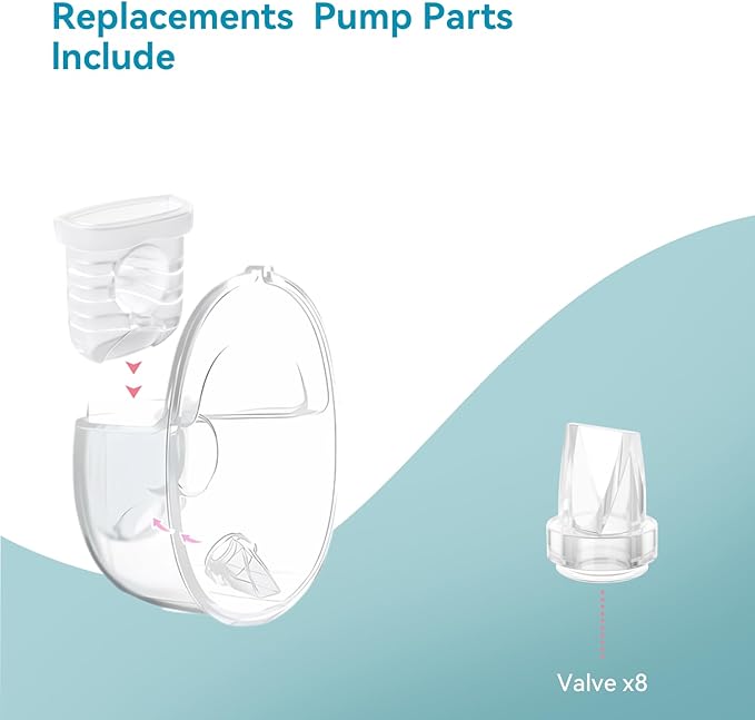 Breast Pump Parts for Lansinoh Discreet Duo/Nuliie/Motif Aura Glow S32 Pump, for mommed, for eufy Breast Pump Replacement Parts, Incl 8PCS Duckbill Valves
