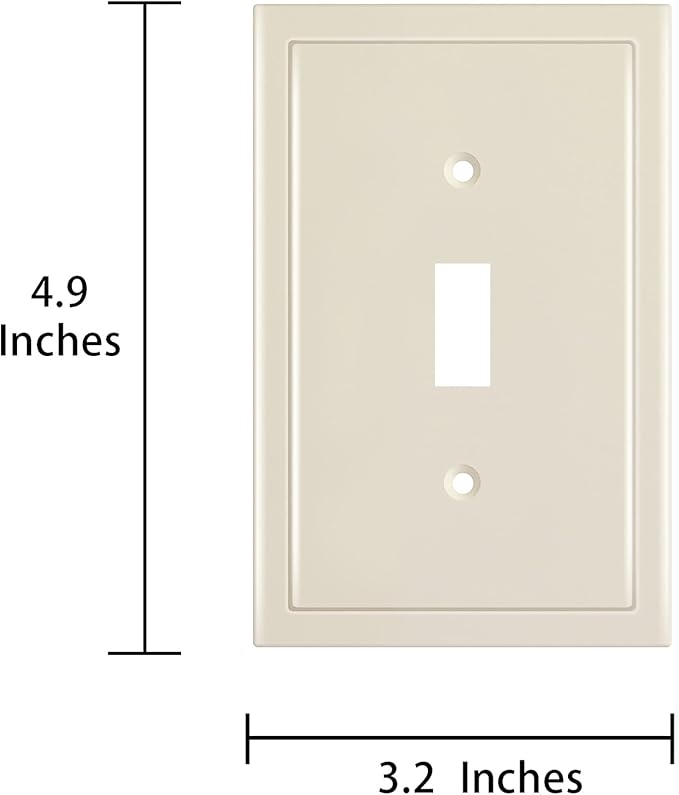 Henne Bery Modern Edge Decorative Wall Plate Switch Plate Outlet Cover, Durable Solid Zinc Alloy (Single Toggle 2PK, Light Almond)