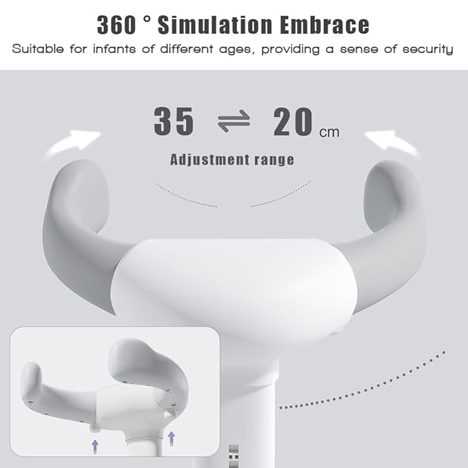 Baby Shower Stand 2025 Upgraded, Baby Bath Support, Shower Standing Support with Adjustable Height and Armrest, Bath Stand with Anti-Skip and Shower Head Holder, Ideal Gift for Infants 6-36 Months