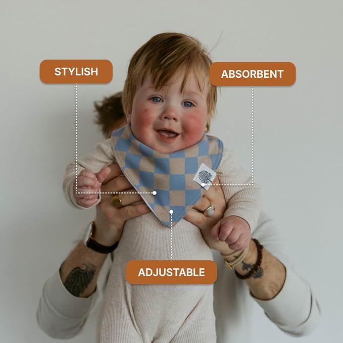 Parker Baby Bandana Drool Bibs 8 Pack Baby Bibs for Boys, Girls, Unisex - Soft & Stylish Teething Bibs for Babies