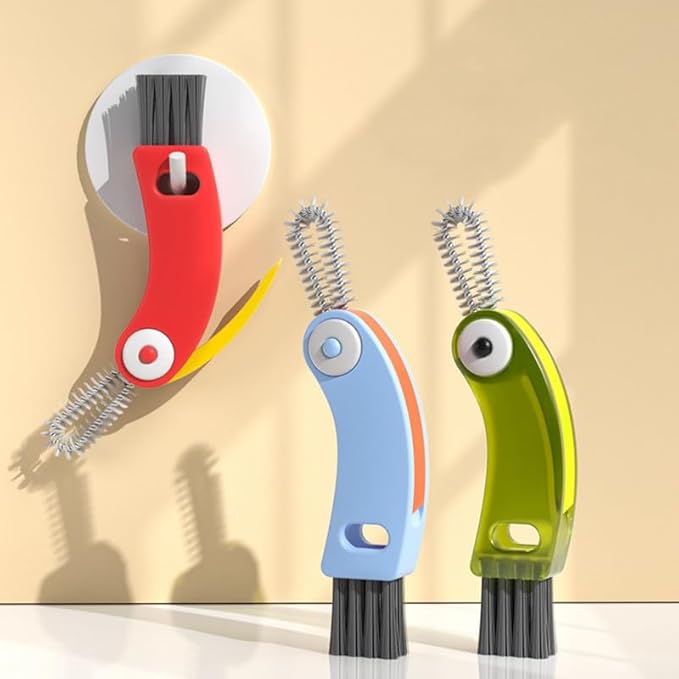 4 in 1 Multifunctional Cleaning Brush Set - Bottle & Cup Lid Cleaner, Gap & Tight Spaces, Portable (Red)