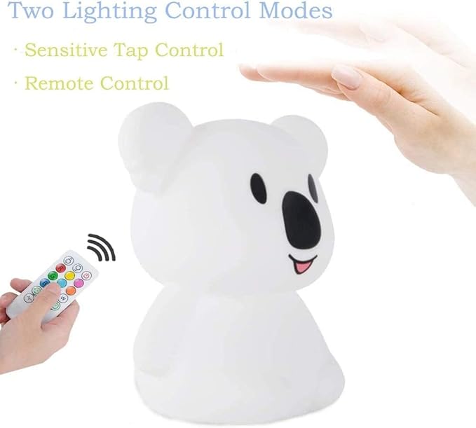 Big Size Night Light, Child Night Light, Bedside Lamp for Kids, Multicolor Light with Remote Control, Break Resistant, Eye Caring, Adjustable Brightness & Color, Timing Function - Large Koala