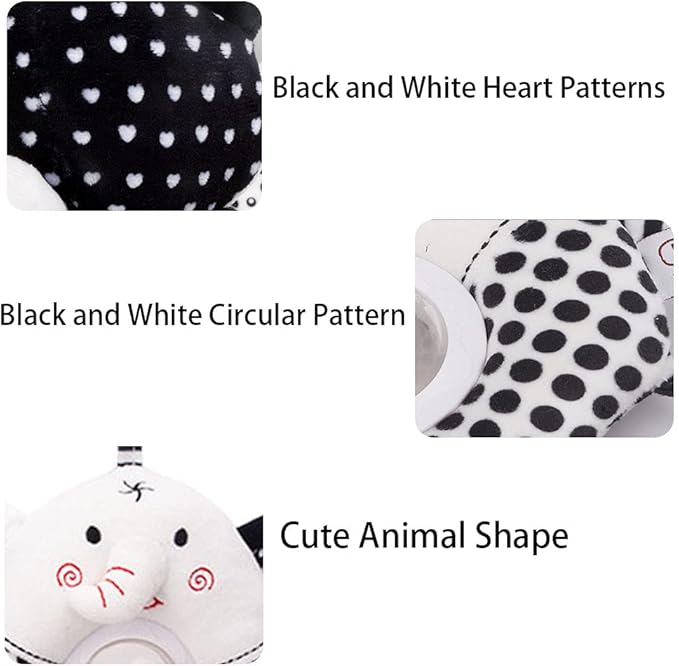 D-KINGCHY Baby Toys Car Seat Stroller Plush Hanging Rattle Animal Stuffed Hanging Toy with Teether Rattle Sound for 0-3 Years Old (Elephant)