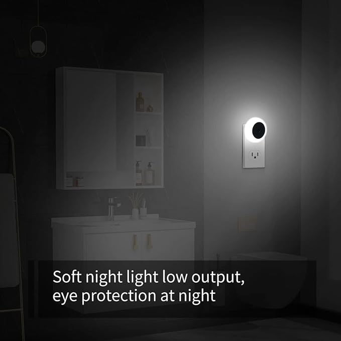 KINUR 6 Pack Night Light, LED Night Lights Plug into Wall with Dusk to Dawn sensors, Plug in Night Lights for Kids Room, Bedroom, Bathroom, Baby Nursery,Stair Lights, Hallway Light, Daylight