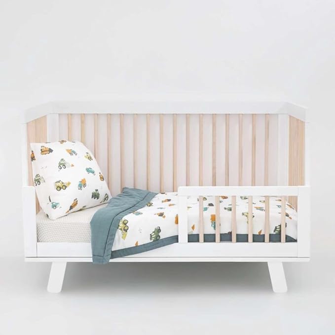 Little Unicorn Lofty Comforter Blanket | Super Soft & Breathable Muslin Fabric| Great for Play & Bedtime Blanket (Work Trucks)