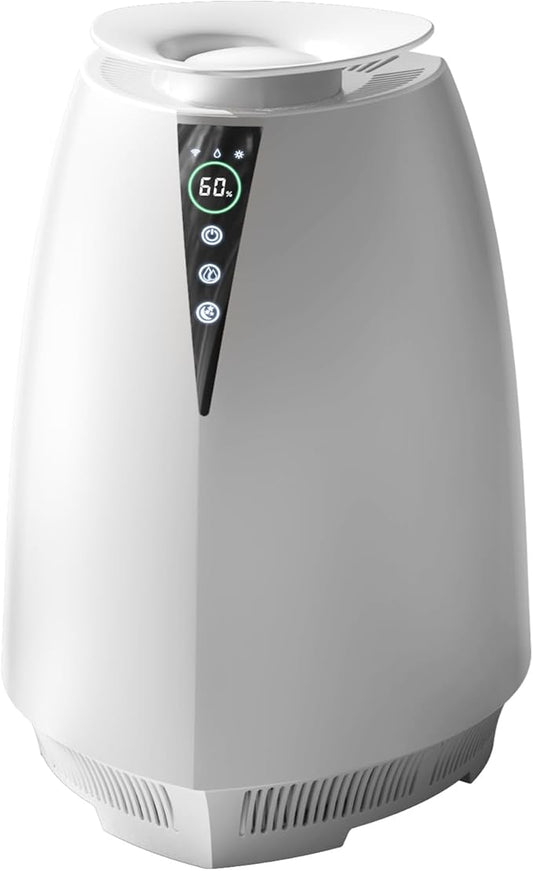 Humidifiers for Bedroom Large Room, 5L No Mist Humidifier for Baby Plants Quiet Top-Fill Air Purifiers Air Cleaner, Tap Water Use, Last 12-Hour, Remote & LED Touch Control & APP Control