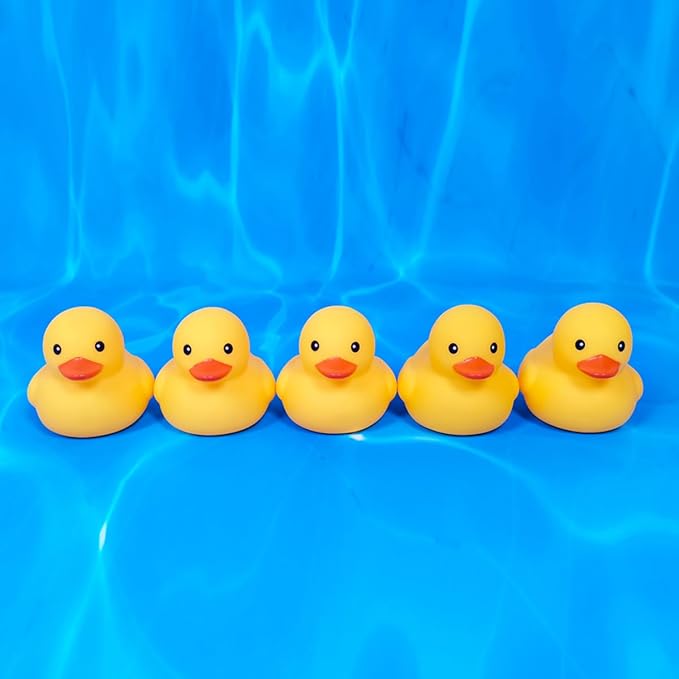 3.2 inch Kalafona Rubber Yellow Ducks/ Ducky No Hole Waterproof No Squeak Bath/Pool/Water Float Toy Stuffed with Sealed Plug Without Hole for Kids in Bulk