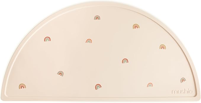 mushie Silicone Placemat for Kids | BPA-Free Non-Slip Design (Rainbows)