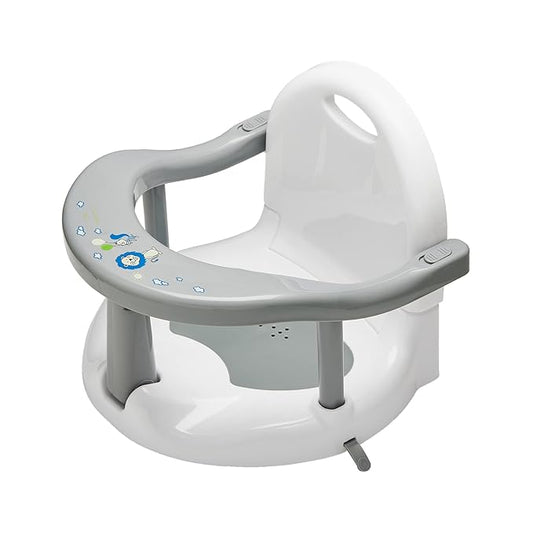 Foldable Baby Bathtub Seat, Non-Slip Infants Bath Chair, Cute Shape Shower Chairs for Tub Sitting up, Surround Bathroom Seats for Newborn Infant 6-18 Months (Baby Grey)