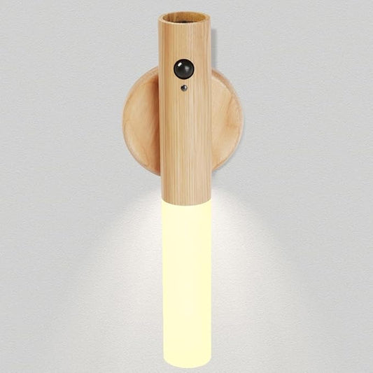 LANDGOO Ash Wood Nursery Night Light - Baby Safe Motion Sensor with 2700K Warm Glow, Rechargeable Wall Mount & Portable for Feeding & Nursery (Child-Safe)